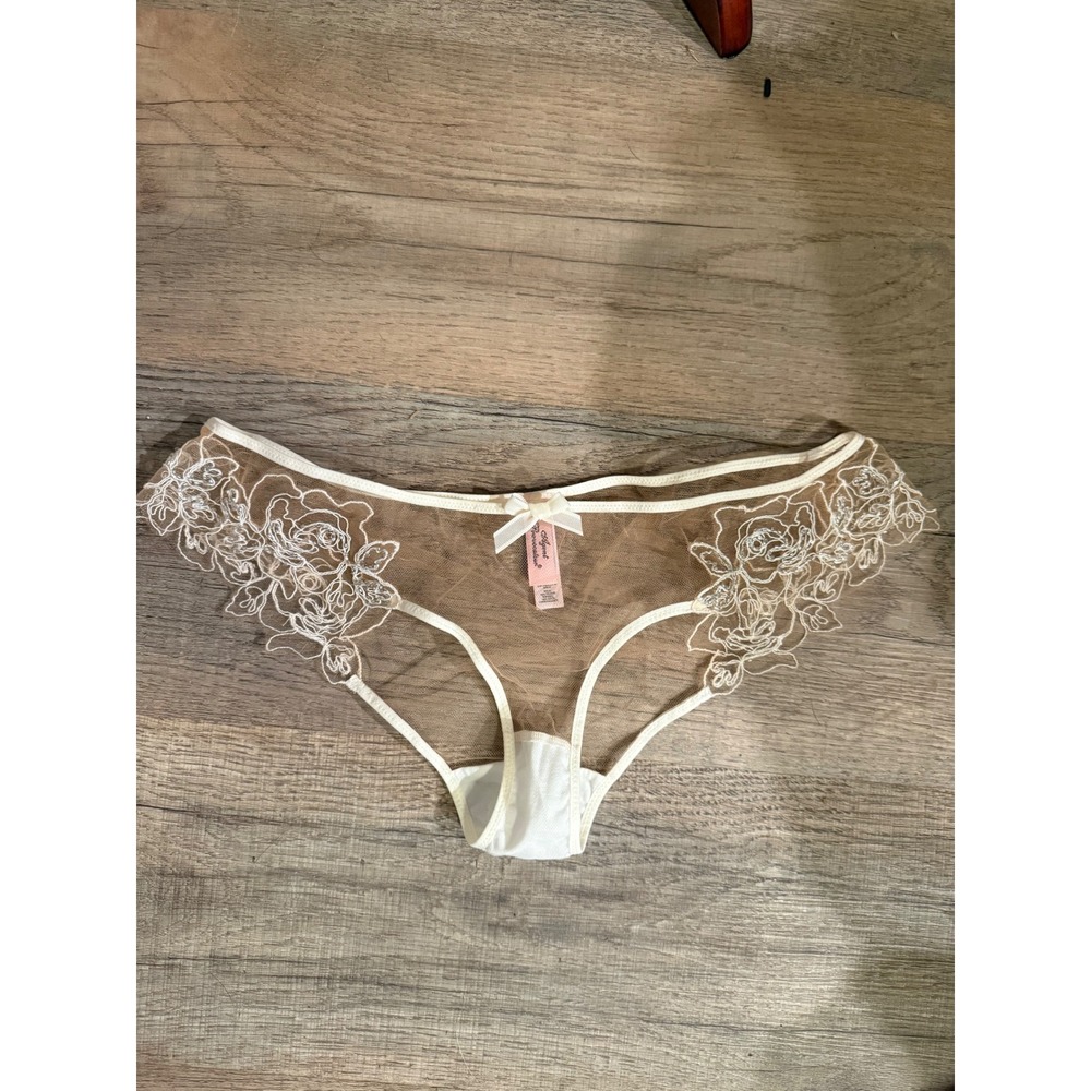 Agent Provocateur Bra & Panty Set 36B B80 Sheer Lace Floral Ivory Lingerie - Picture 6 of 10